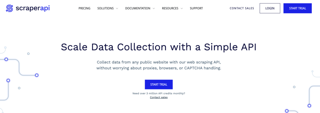 ScraperAPI homepage