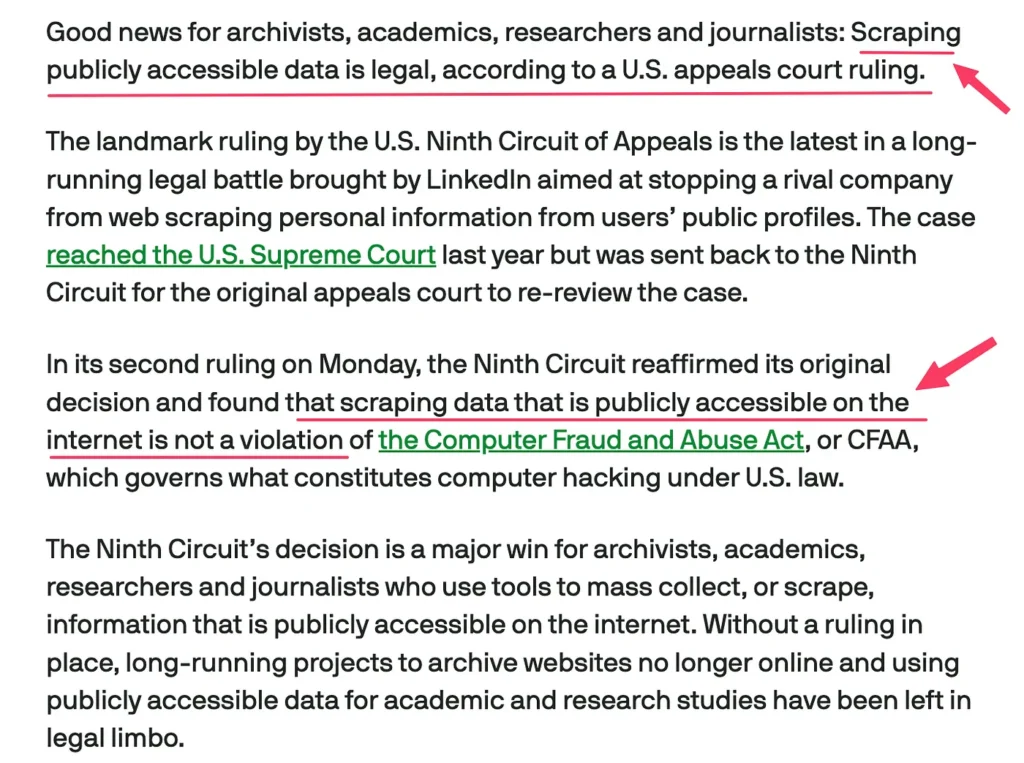 legality of web scraping