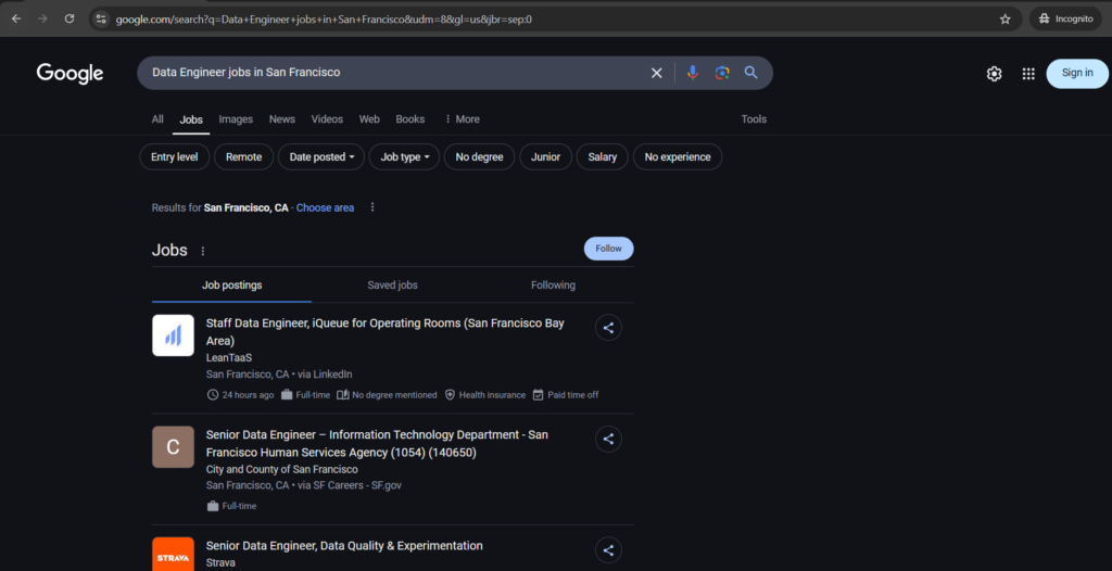 data engineer jobs in san francisco