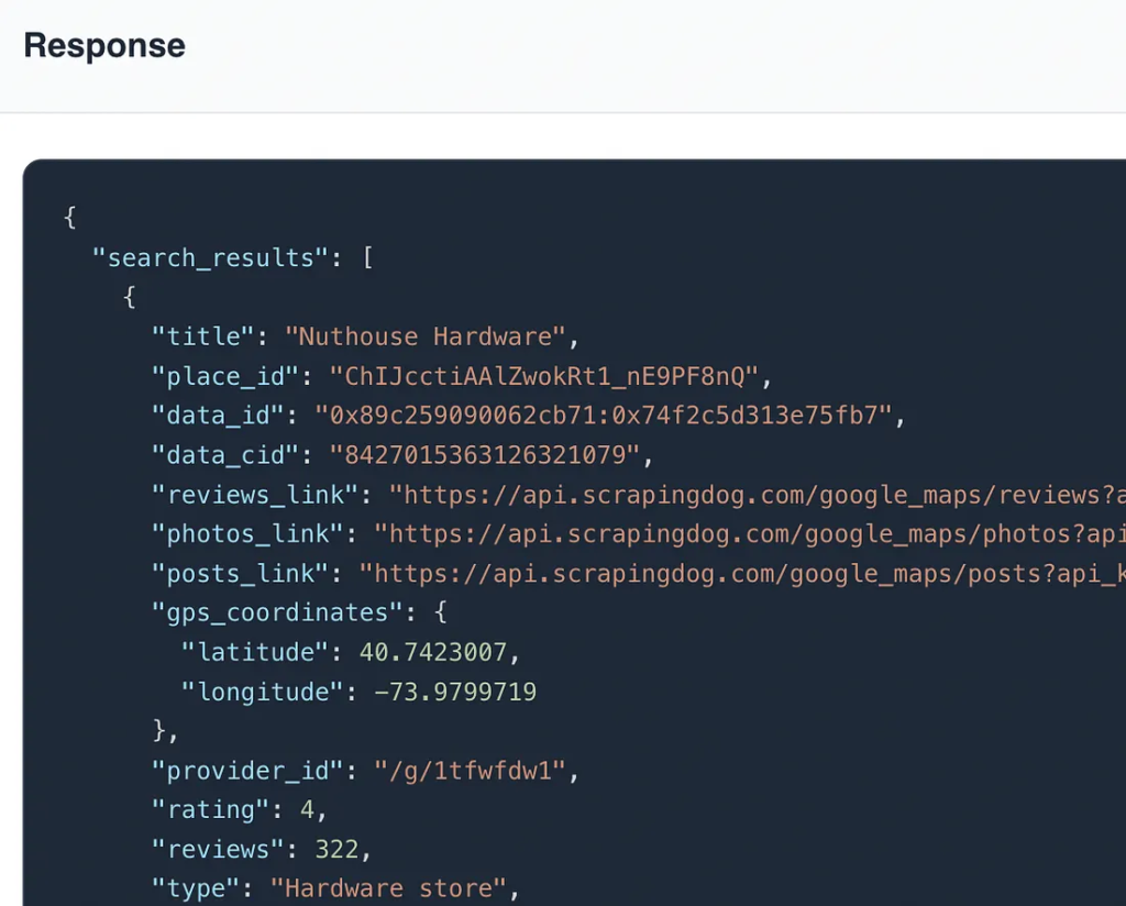 json response