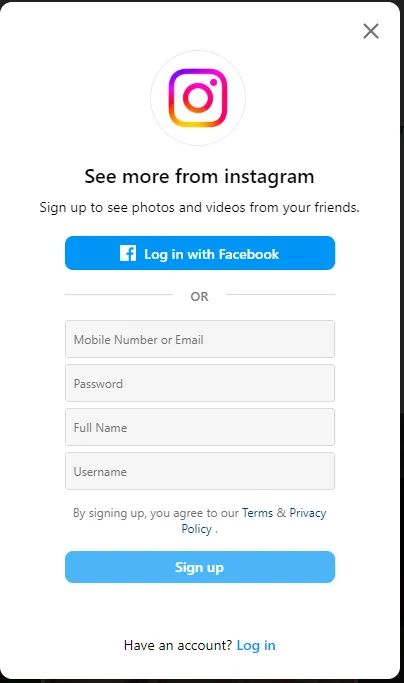 Instagram mobile dashboard
