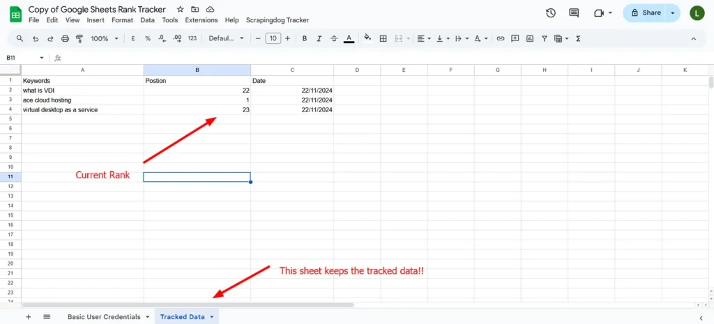 google sheet