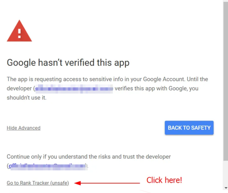 google verification page