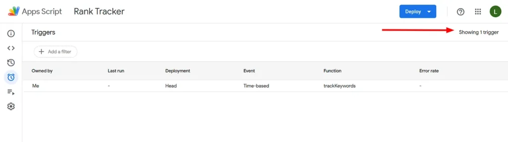 All triggers are shown in here