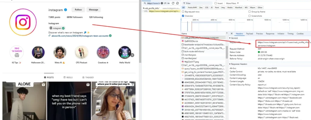 instagram inspect tab