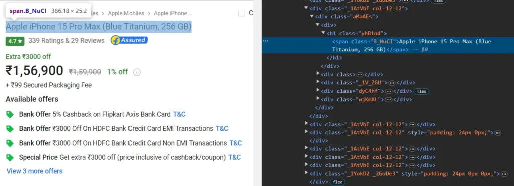 web scraping flipkart