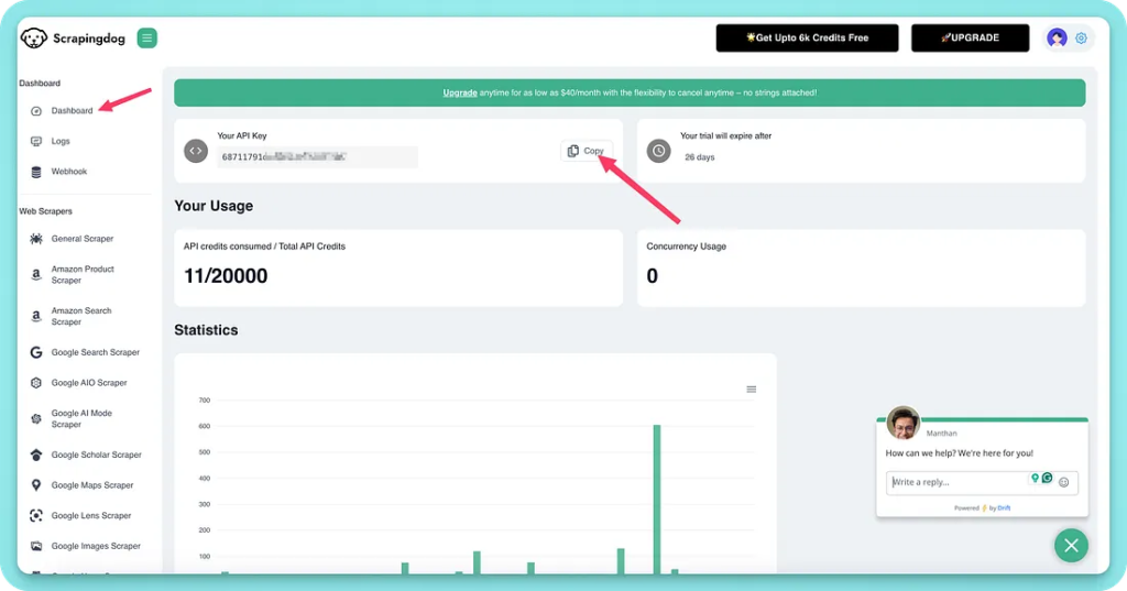 Scrapingdog Dashboard