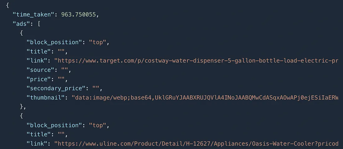 json response